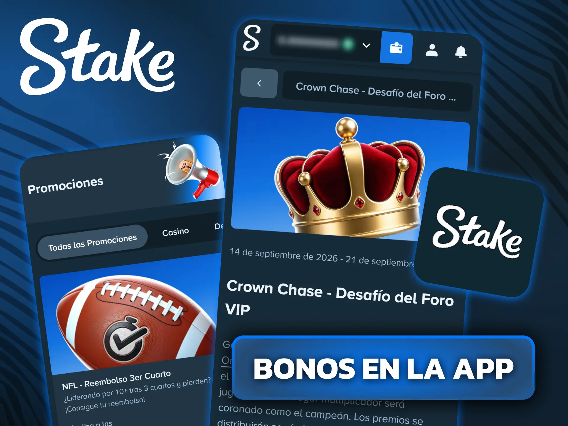 Reclamá tus bonos de bienvenida y ofertas exclusivas desde la app móvil de Stake.