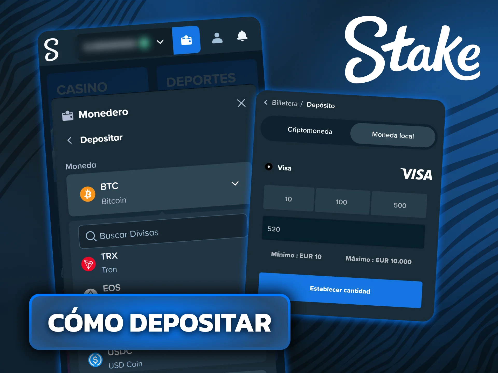 Recargá saldo en tu cuenta de forma rápida desde la app de Stake.