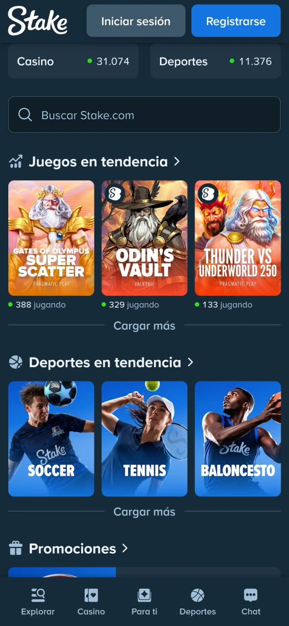 Descubrí la pantalla principal y accesos rápidos en la app de Stake.
