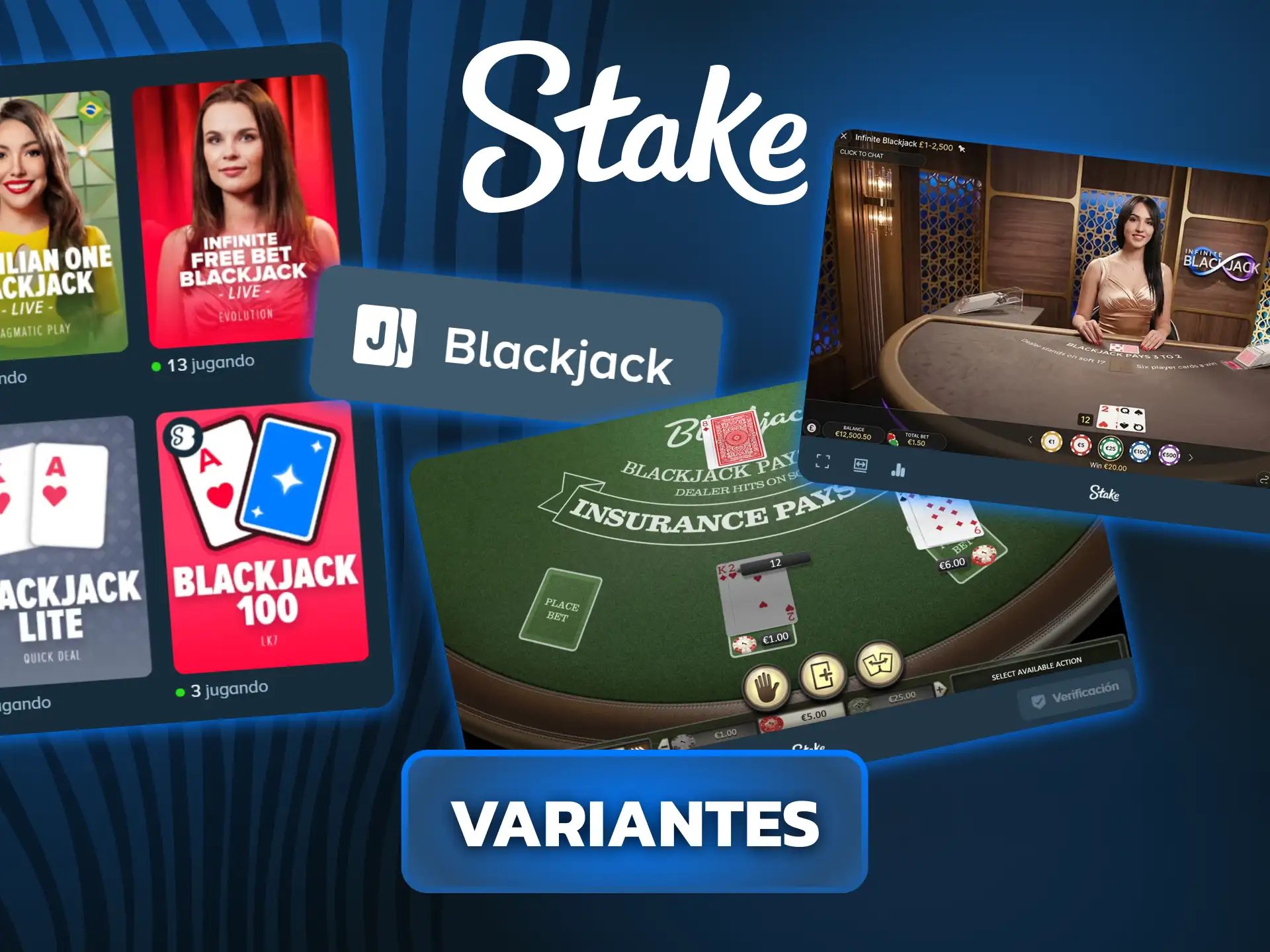 Sentate en la mesa y disfrutá de las múltiples variantes de blackjack online con diferentes reglas y límites en Stake.