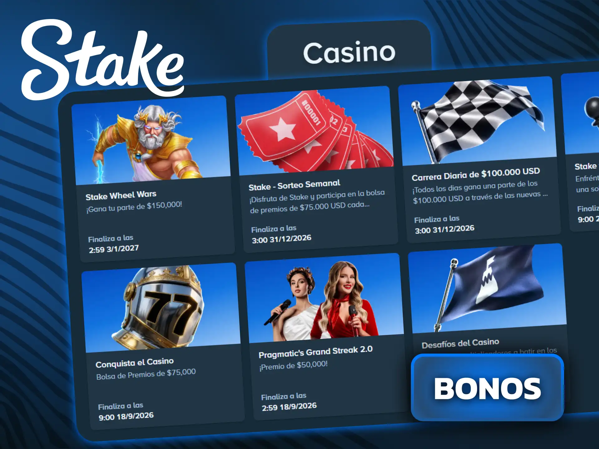 Activá tu bono de bienvenida y promociones de casino en Stake.