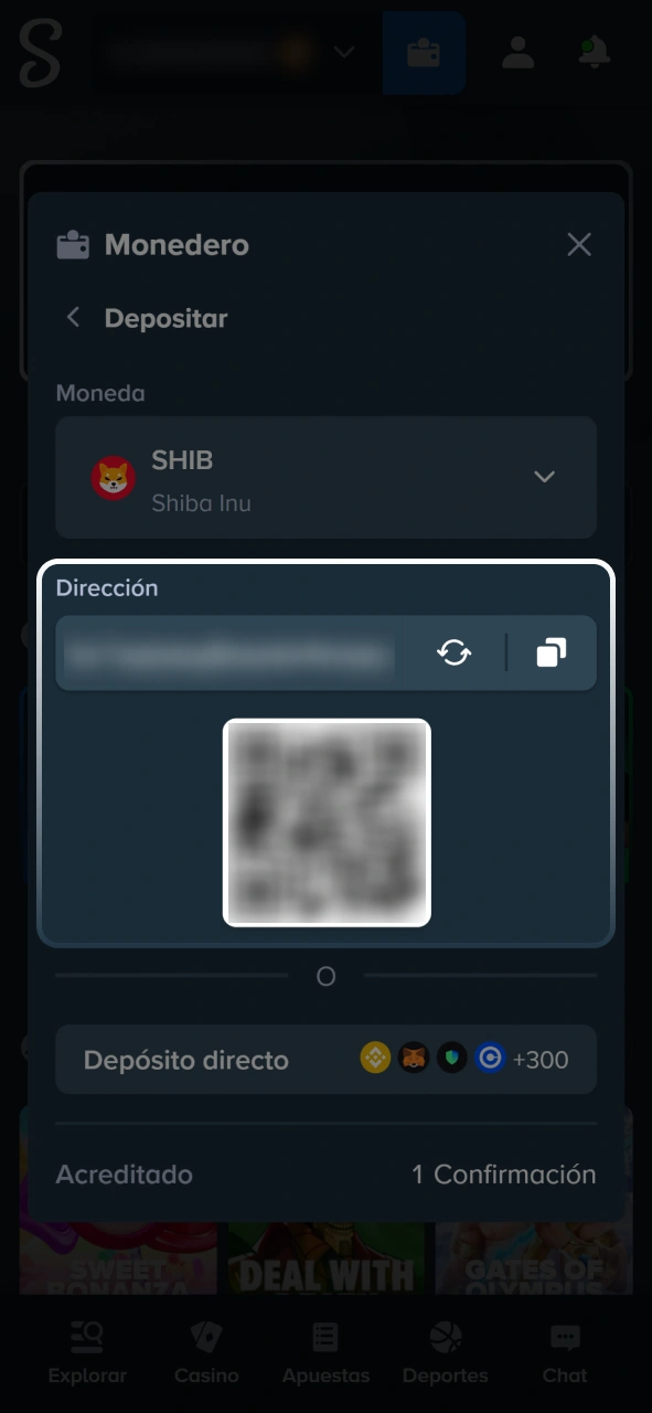 Recargá saldo en tu cuenta para empezar a jugar en el casino de Stake.