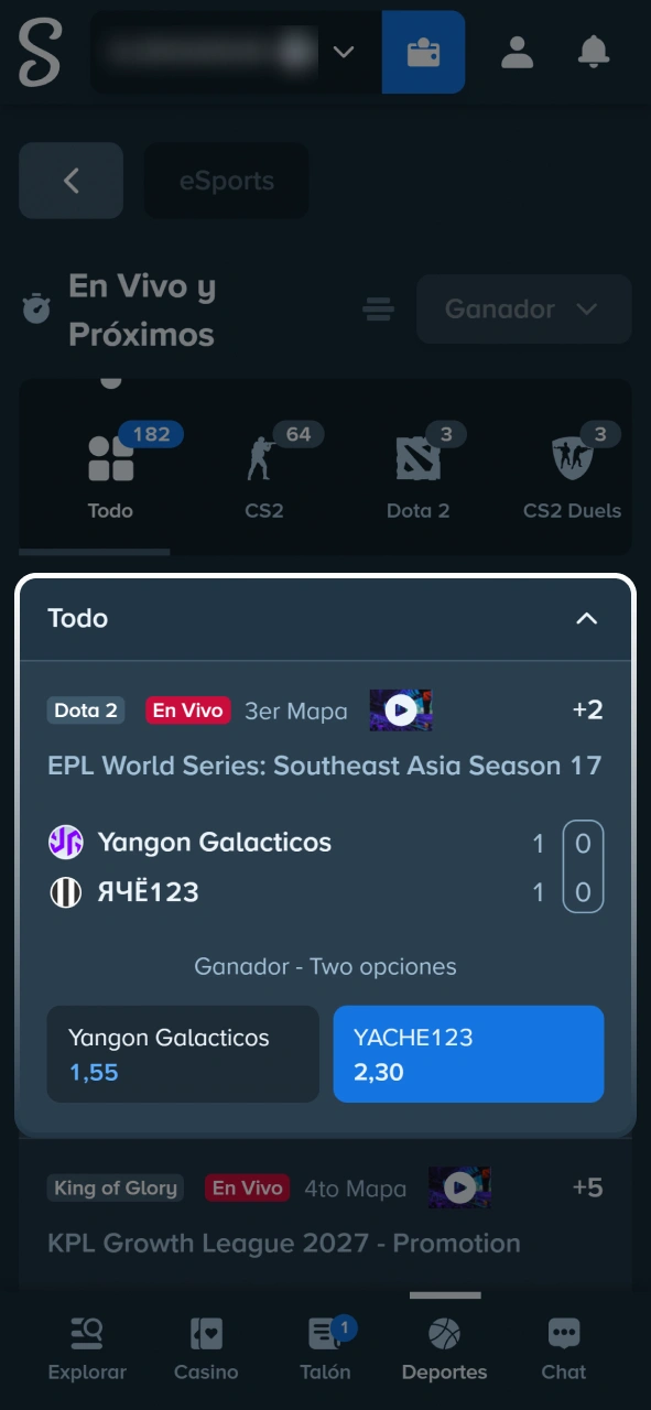 Entrá a la sección de eSports y descubrí todas las competencias disponibles en Stake.