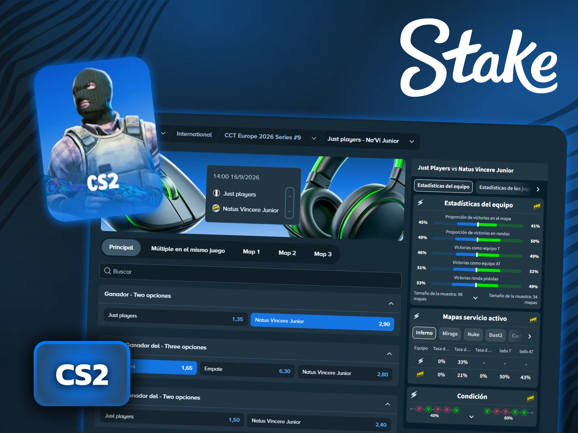 Apostá en los torneos más importantes de Counter-Strike 2 en Stake.