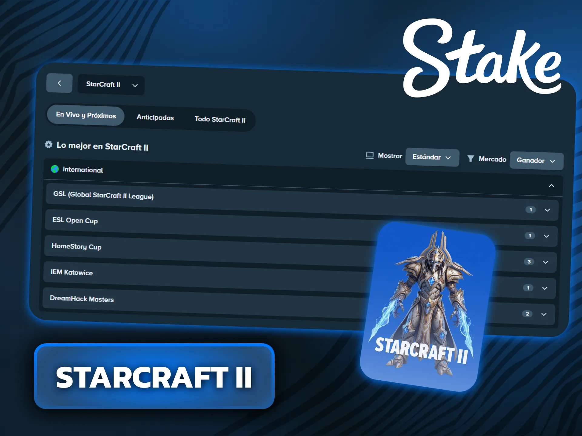 Apostá en los enfrentamientos profesionales de StarCraft en Stake.