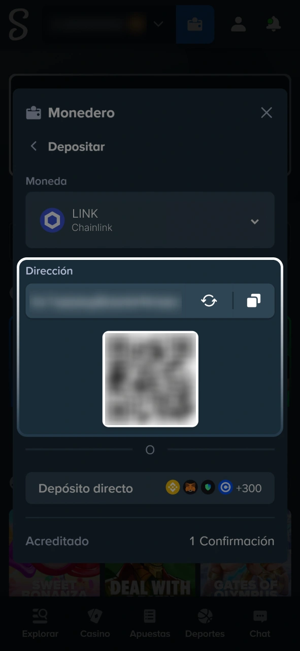 Carga saldo en tu cuenta para comprar fichas de póker en Stake.