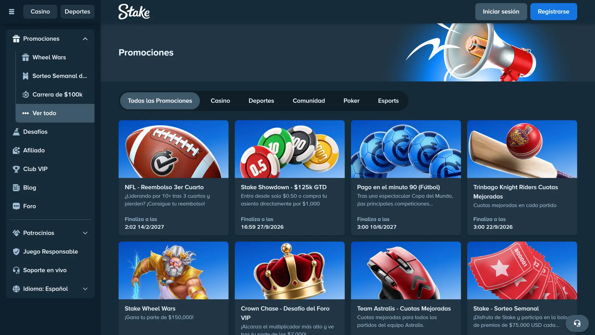 Revisá los bonos activos y las promociones disponibles en Stake.