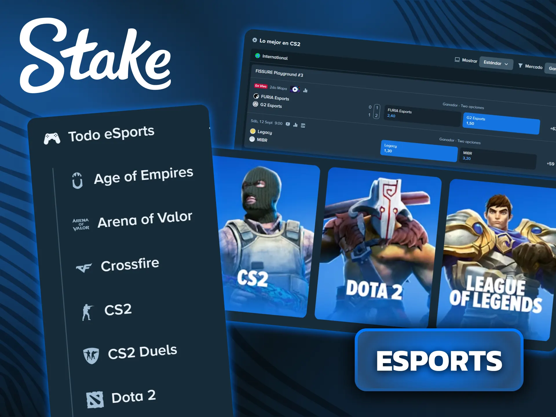 Apoyá a tus equipos favoritos en torneos de eSports en Stake.