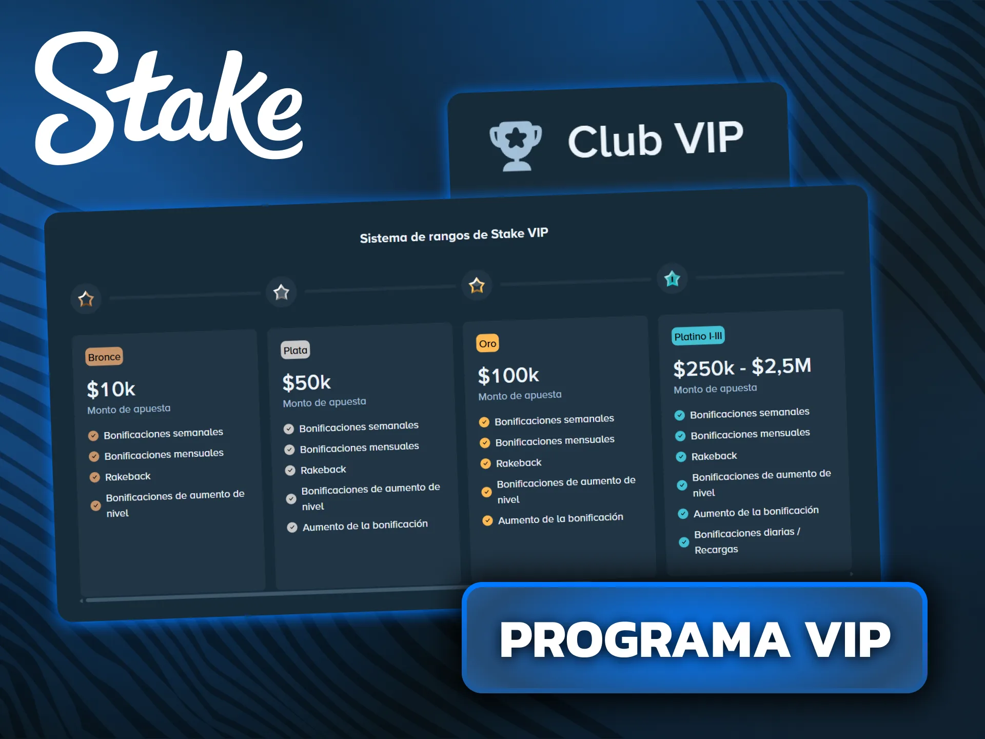 Accedé a beneficios exclusivos y recompensas únicas del club VIP de Stake.