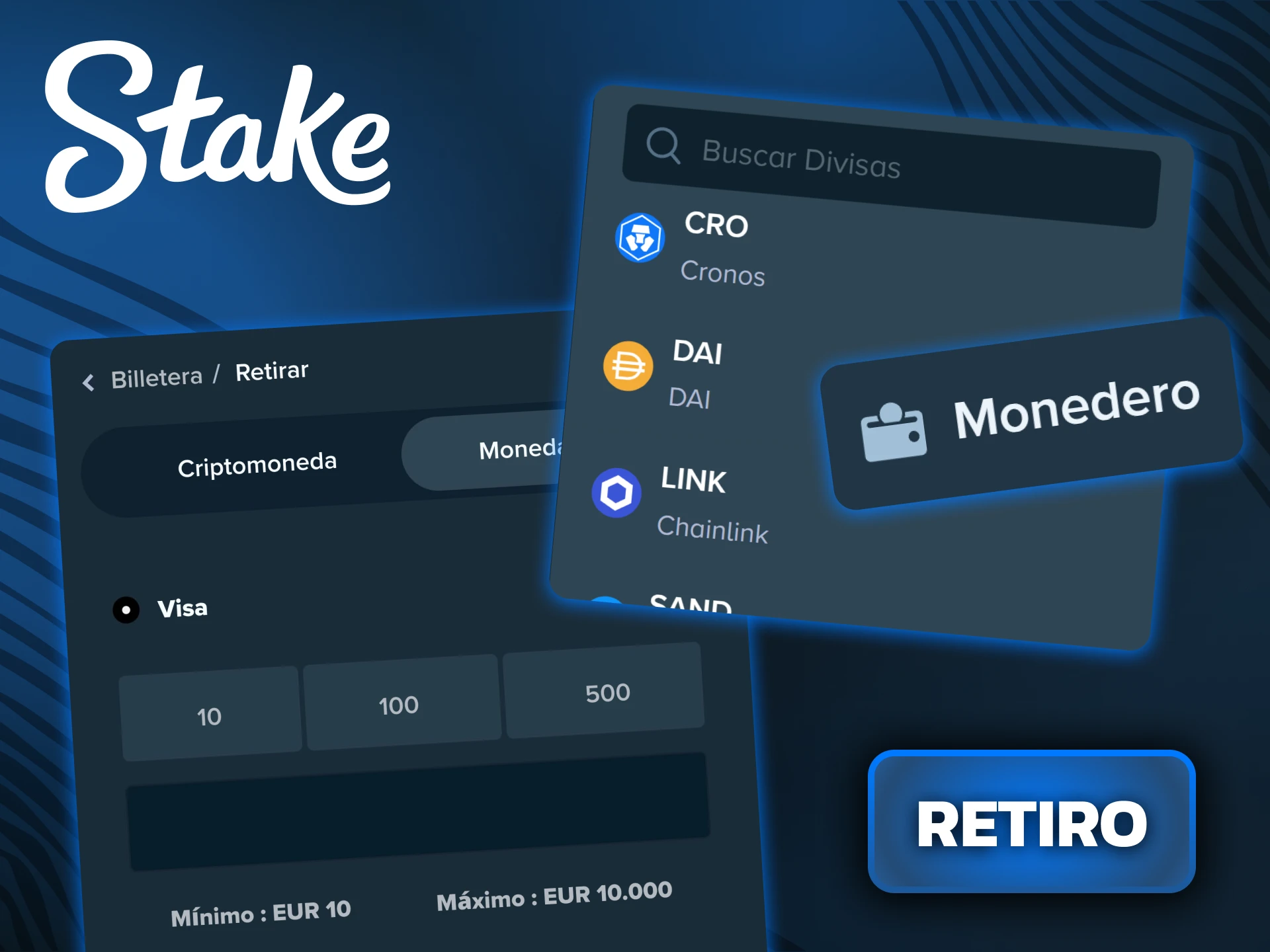 Dirigite a la sección principal de retiros para transferir tu dinero de forma segura desde la plataforma de Stake.