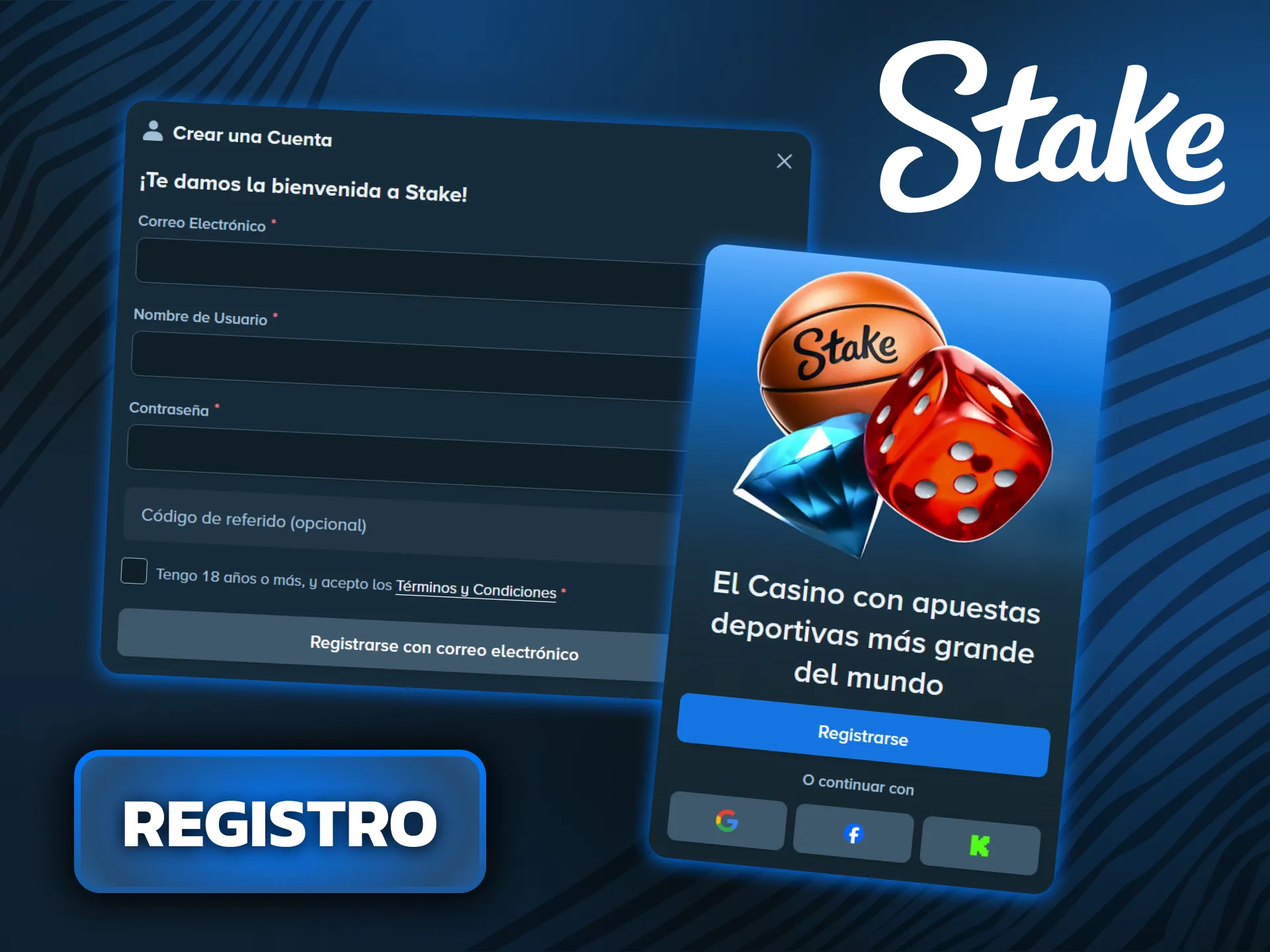 Registrate de forma rápida para empezar a jugar en Stake.