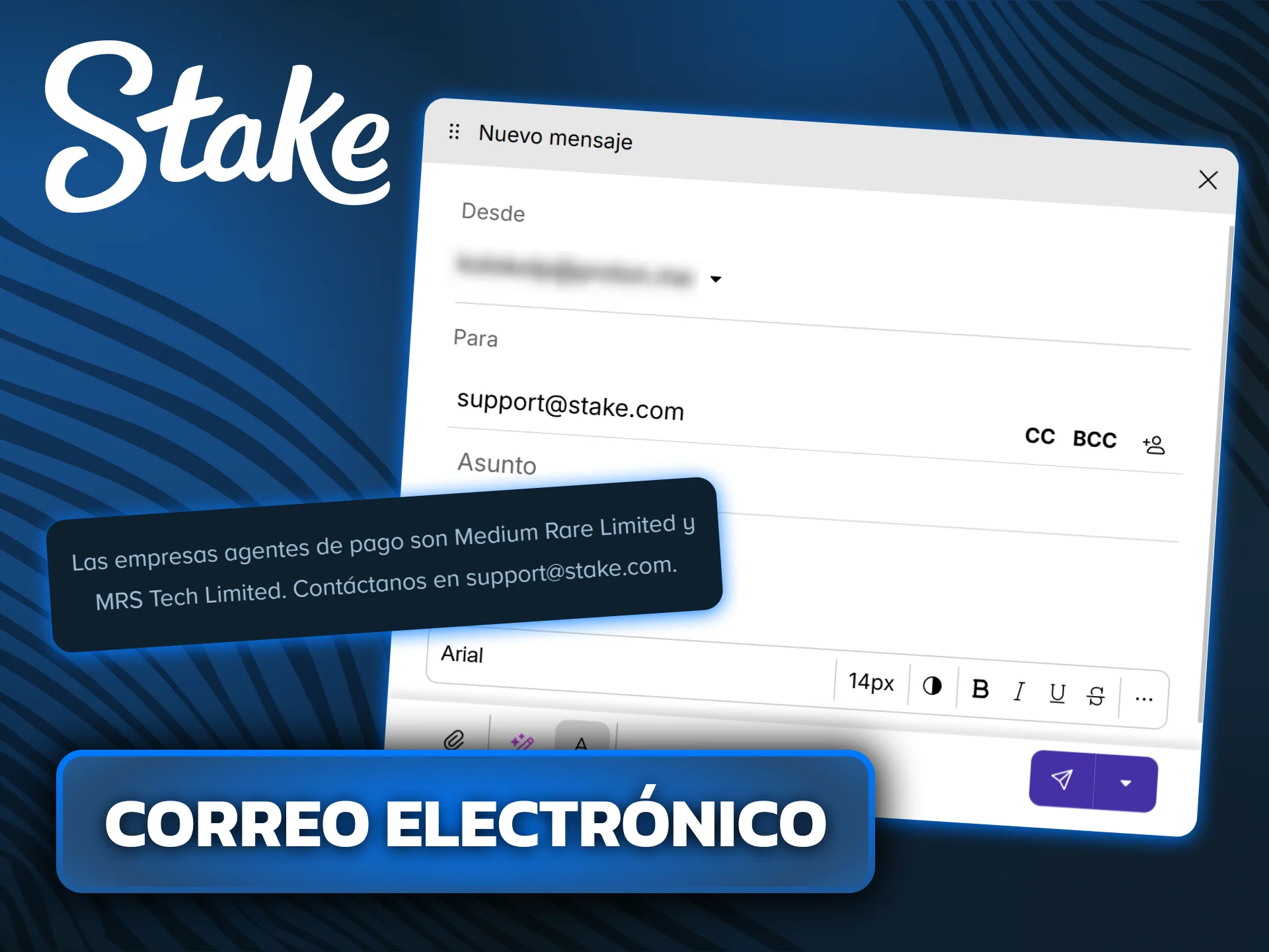 Escribí un mensaje detallado a la dirección de correo electrónico del soporte para recibir asistencia personalizada en Stake.